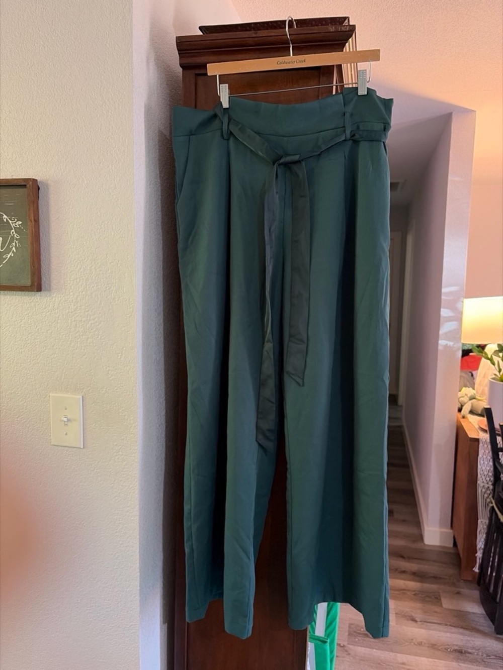 High-Rise Tie-Waist Paperbag Pants - Deep Teal